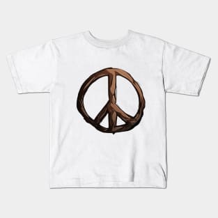 Peace Sign Brown Shadow Silhouette Anime Style Collection No. 262 Kids T-Shirt